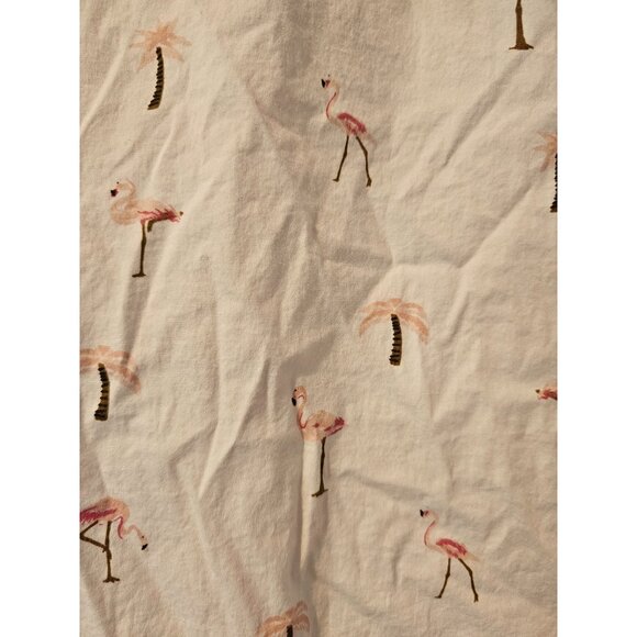 Free Planet Mens Button-Up Shirt Size Small Flamingo Palm Tree Print White Pink - Picture 10 of 12